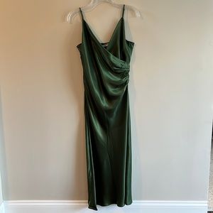 NWT Zara Satin Slip Midi Dress Green Women’s M
